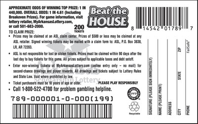 Beat the House - Game No. 789 - Back Beat the House - Game No. 789